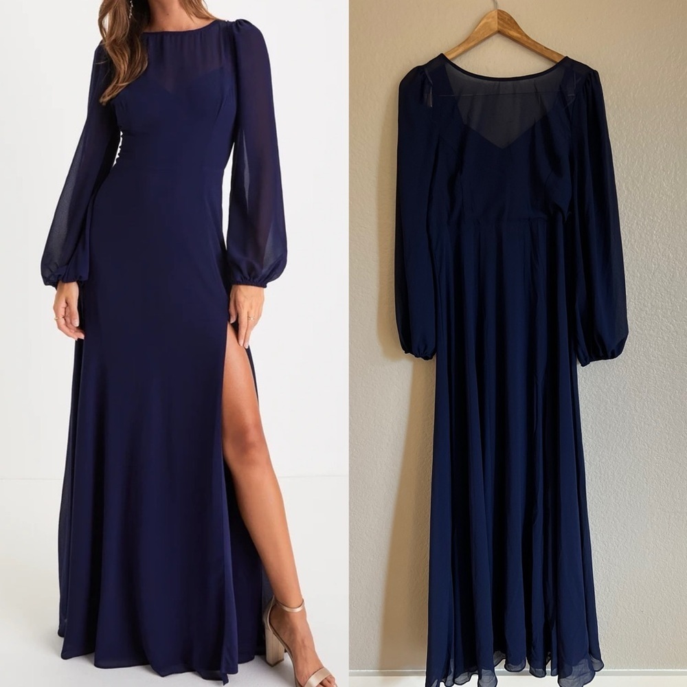 Lulu's Navy Long Sleeve Dress